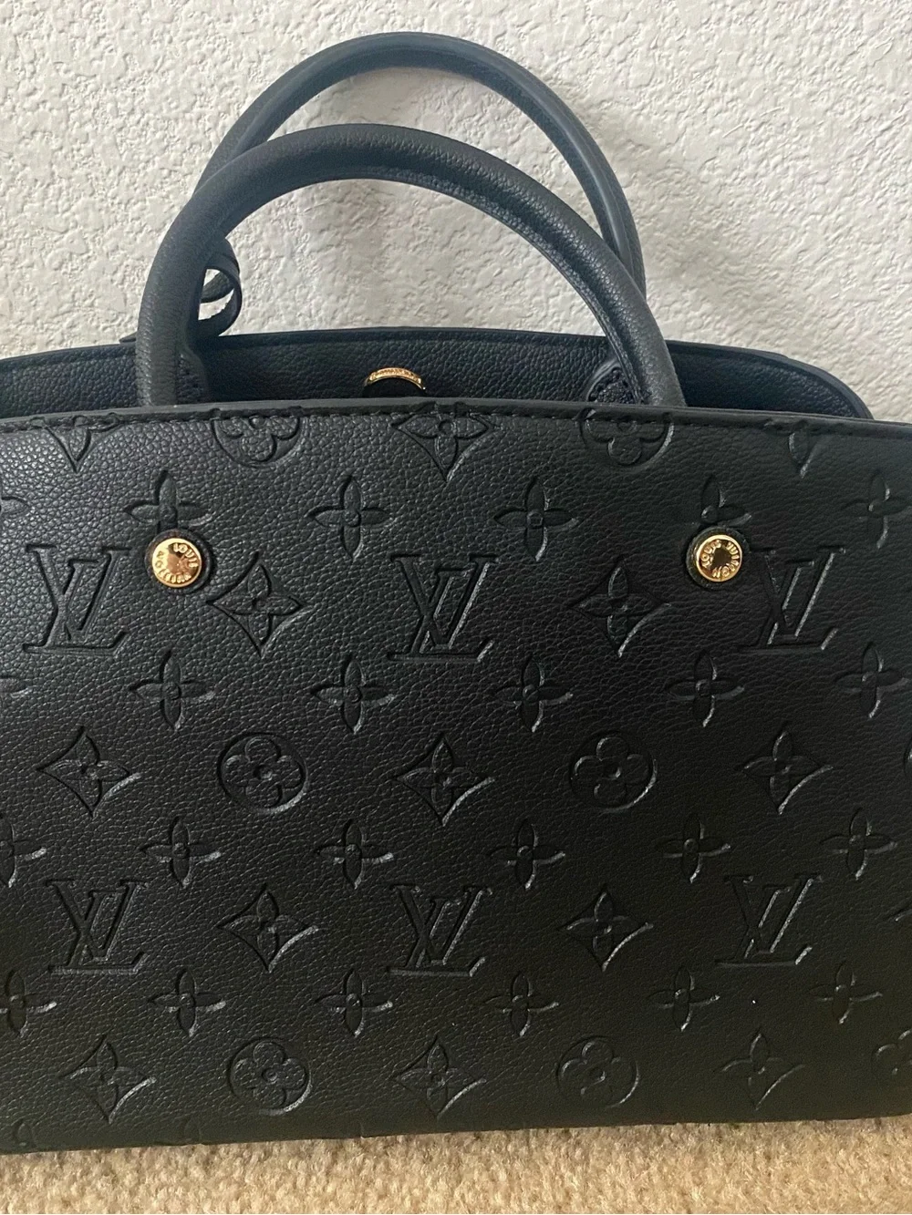 Luxury Embossed Monogram Tote Bag in Black